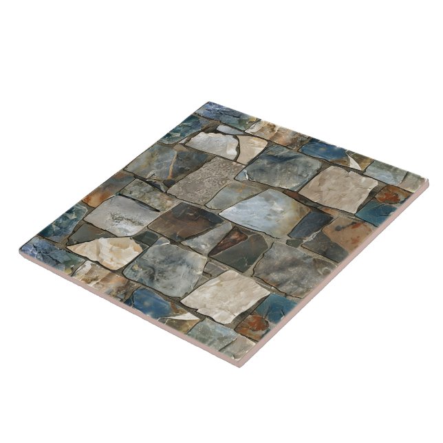 Earthy Flagstone Tiles, Artfully Arranged Ceramic Tile (Side)