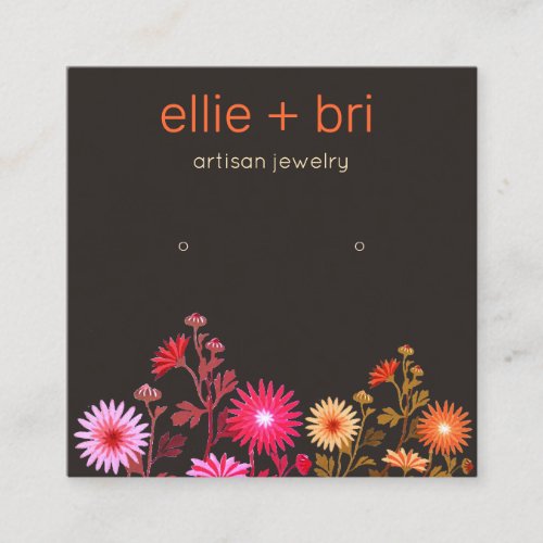 Earthy Floral Boho Stud Earring Display Square Business Card