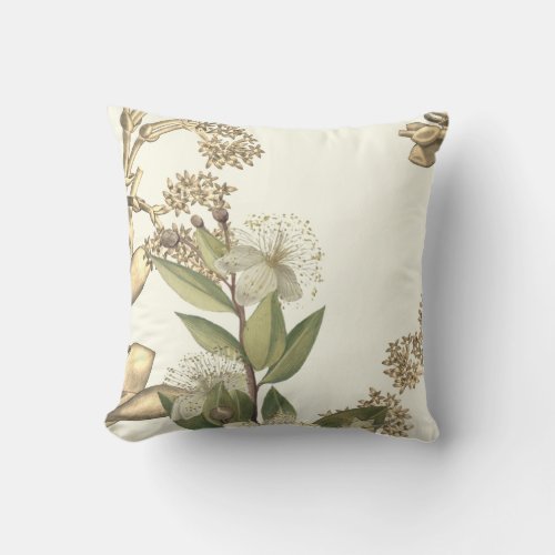 Earthy Floral Design Ivory Throw Pillow