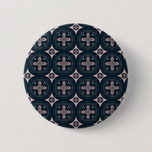 Earthy Floral Geometric Tiles Button