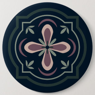 Earthy Floral Geometric Tiles Button