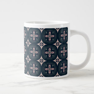 Earthy Floral Geometric Tiles Giant Coffee Mug