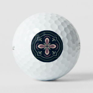 Earthy Floral Geometric Tiles Golf Balls