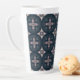 Earthy Floral Geometric Tiles Latte Mug