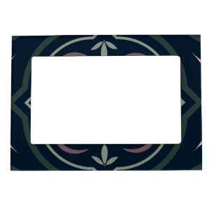 Earthy Floral Geometric Tiles Magnetic Frame