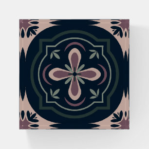 Earthy Floral Geometric Tiles Paperweight