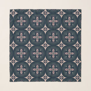 Earthy Floral Geometric Tiles Scarf