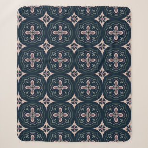 Earthy Floral Geometric Tiles Sherpa Blanket