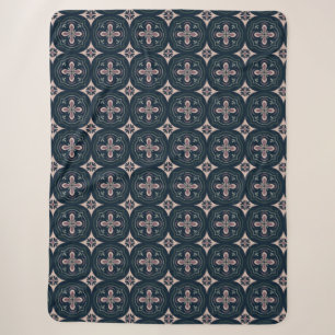 Earthy Floral Geometric Tiles Sherpa Blanket