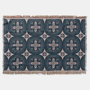 Earthy Floral Geometric Tiles Throw Blanket