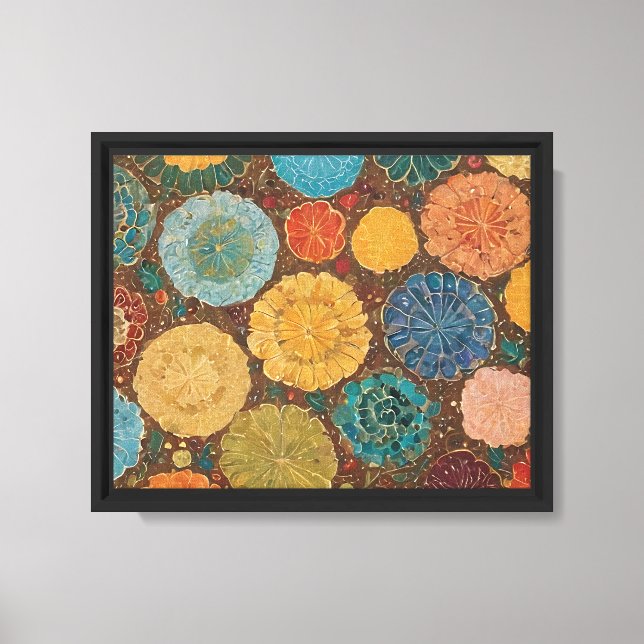 Earthy Floral Mosaic Pattern Canvas Print (Front)