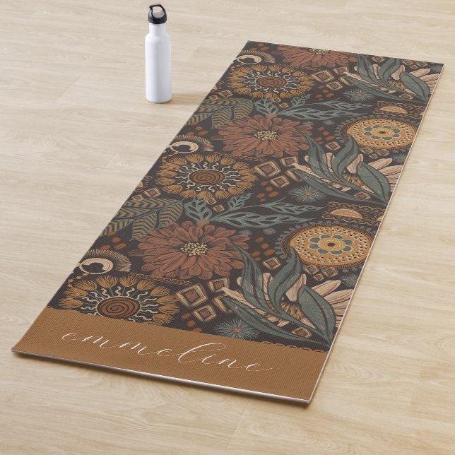Earthy Floral Pattern Personalized  Yoga Mat (In Situ)