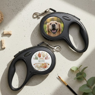 Earthy Floral Paw Print Rescue Dog Retractable Pet Leash
