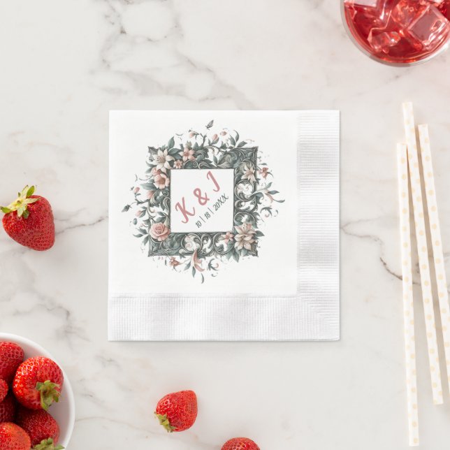 Earthy Floral Vine Napkins (Insitu)