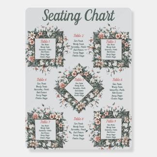Earthy Floral Vine Wedding Seating Chart  Foam Board