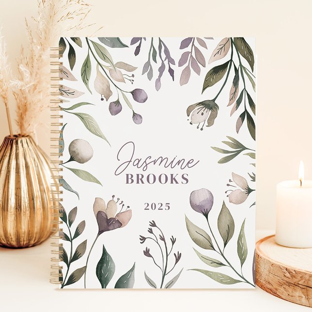  Earthy Floral Watercolor 2025 Custom Name Planner (Creator Uploaded)