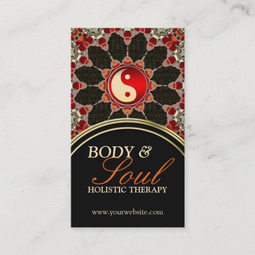 Customizable Earthy Flower New Age YinYang Business Card
