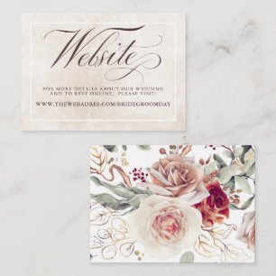 Earthy Flowers Elegant Fall Wedding Website Enclosure Card