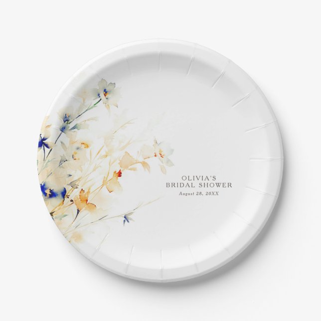 Earthy Flowers Elegant Minimalist Paper Plates (Front)