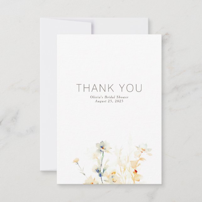Earthy Flowers Minimalist Small Thank You (Front)