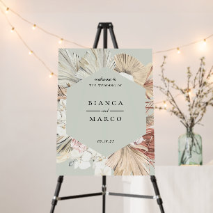 Earthy Foliage Frame Wedding Welcome Foam Board