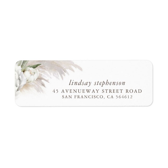 Earthy Foliage Pampas Grass Boho Label (Front)