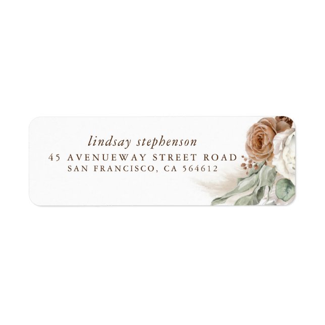 Earthy Foliage Pampas Grass Boho Label (Front)