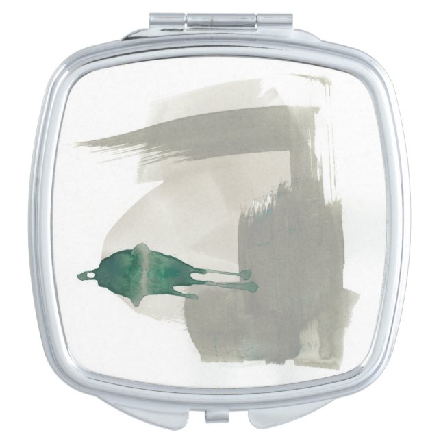 Earthy Gestures - Grey and Green Compact Mirror (Front)