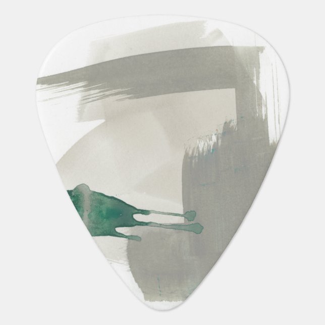 Earthy Gestures - Grey and Green Guitar Pick (Front)