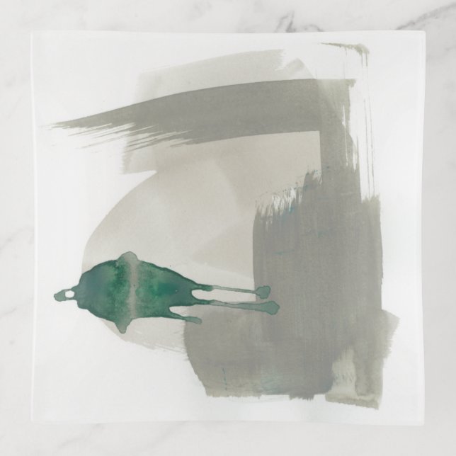 Earthy Gestures - Grey and Green Trinket Tray (Front)