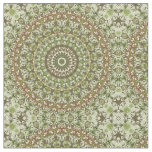 Earthy Green and Brown Mandala Pattern Design Fabric