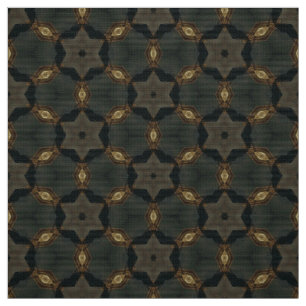 Earthy Green and Brown Tile Pattern Upholstery Fabric