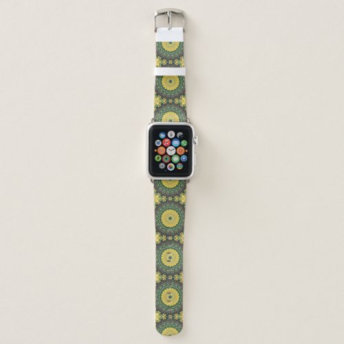 Earthy Green and Yellow Mandala Kaleidoscope Apple Watch Band