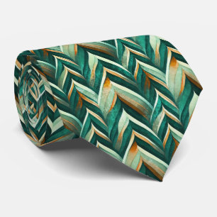 Earthy Green Art Deco Fan Pattern (4) Neck Tie