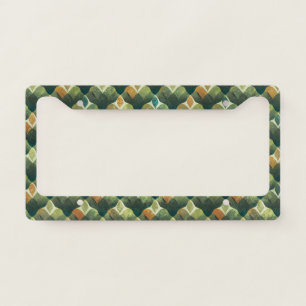 Earthy Green Art Deco Fan Pattern License Plate Frame