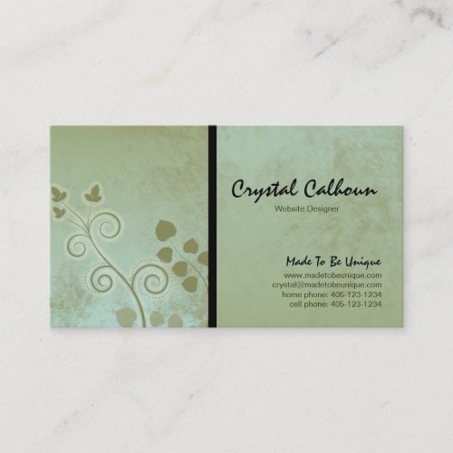 Earthy Green Curly Business Card Template