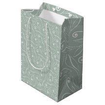 Earthy Green Floral Swirls 