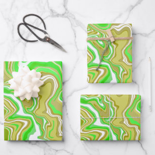 Earthy Green Fluid Abstract Art Wrapping Paper Sheets