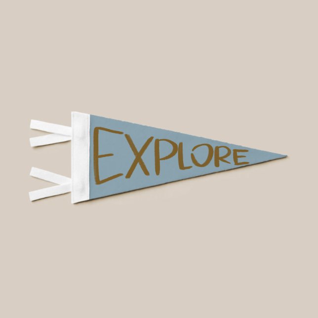 Earthy Green Hand Lettered Explore Pennant Flag (Creator Uploaded)