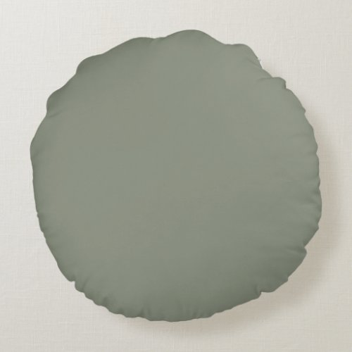 Earthy Green Solid Color Pairs Laurel Leaf Round Pillow