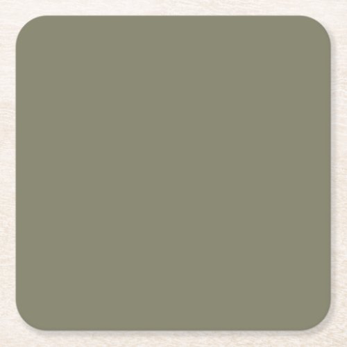 Earthy Green Trending Solid Color Pairs Sage Square Paper Coaster