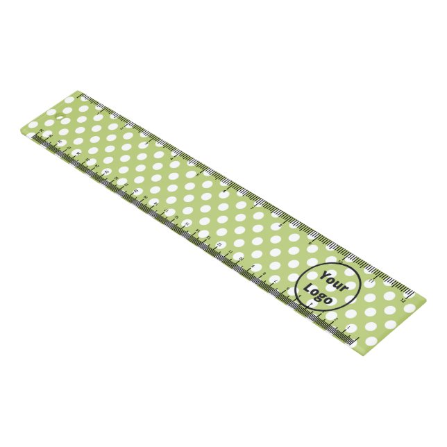 Earthy green with white dots pattern ruler (Angled)