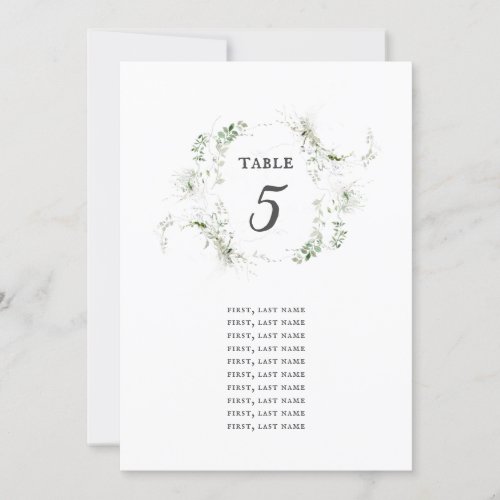 Earthy Greenery Watercolor Table Number