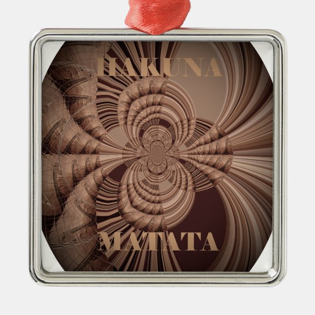 Earthy Hakuna Matata Art Print Metal Ornament (Front)
