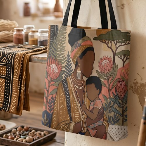 Earthy Heritage | Protea &amp; Mudcloth Tote Bag
