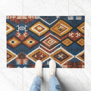 Earthy Indigo Nomad – Artisanal Tribal Patchwork Doormat