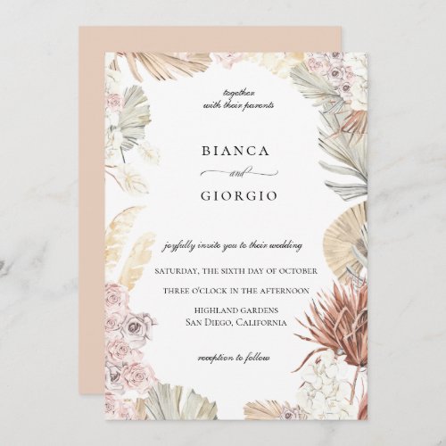 Earthy Jungle Foliage Frame Wedding Invitation