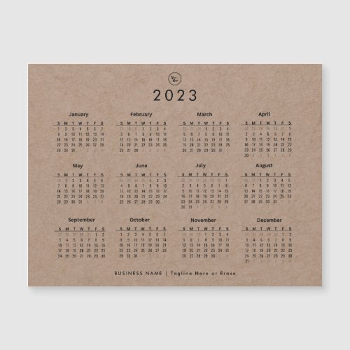 Earthy Kraft 2023 Calendar Custom Business Logo  Magnetic Invitation