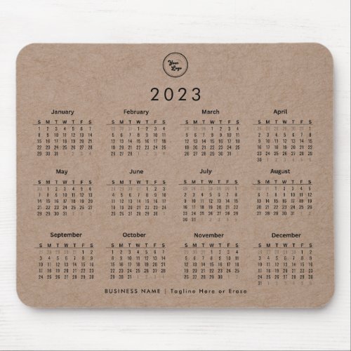 Earthy Kraft 2023 Calendar Custom Business Logo Mouse Pad