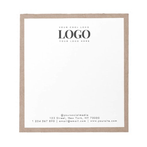 Earthy Kraft Add Your Rectangle Business Logo Text Notepad